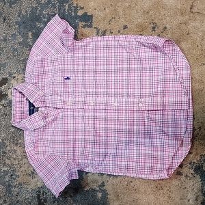 Boy ralph lauren button down shirt size 6 pink white and green strip